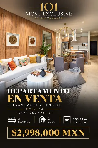 Departamento en Venta en Playa del Carmen en Selvanova Residencial Coto